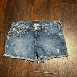 True Religion Brand Dolly Cut Offs Denim Blue Shorts 14Y